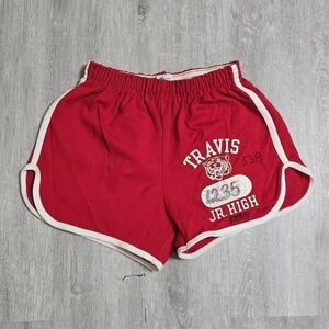 Vintage 80s 90s Champion Red Athletic Sprinter Shorts High School Track Gym PE